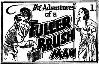 Cover of an erotic comic titled 'The Adventures of a Fuller Brush Man', featuring a man with a briefcase and a woman in a revealing outfit.